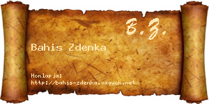 Bahis Zdenka névjegykártya